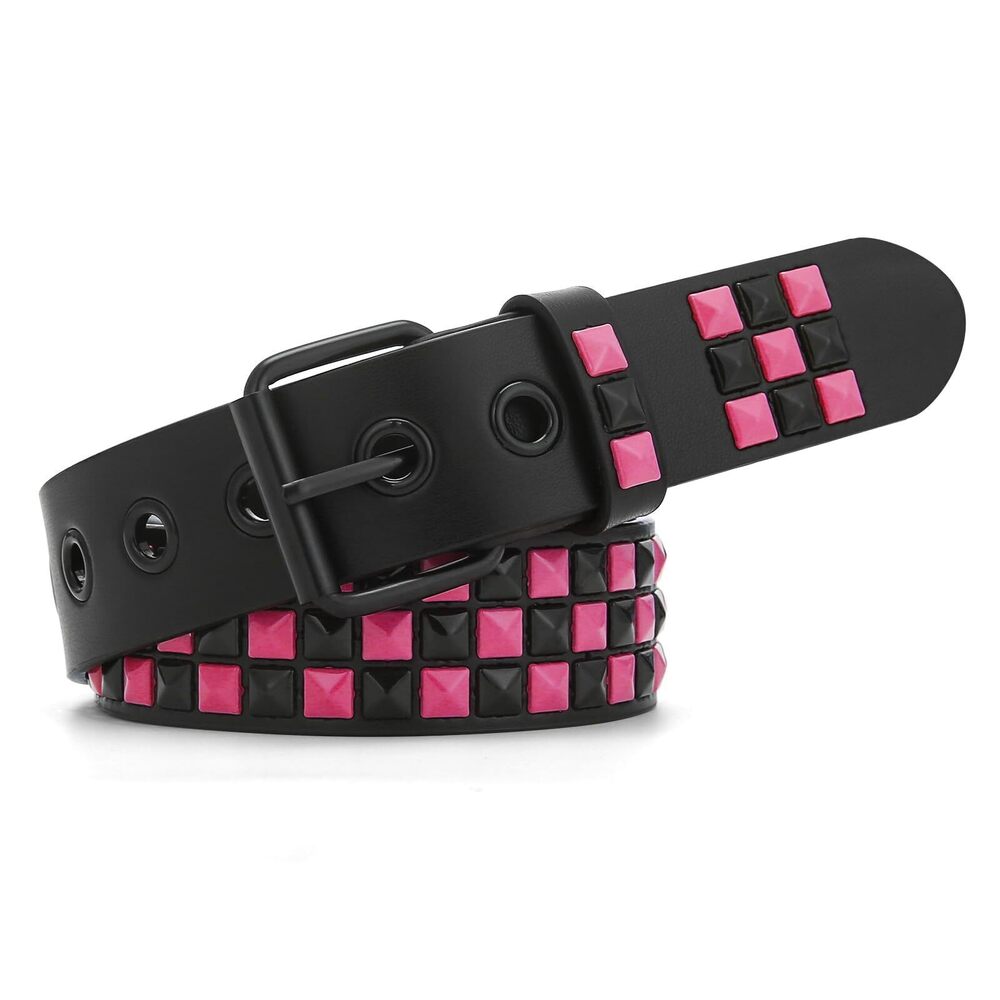 8166 Studded Belt, Metal Punk Rock Rivet belt with Bright Pyramid Studded
